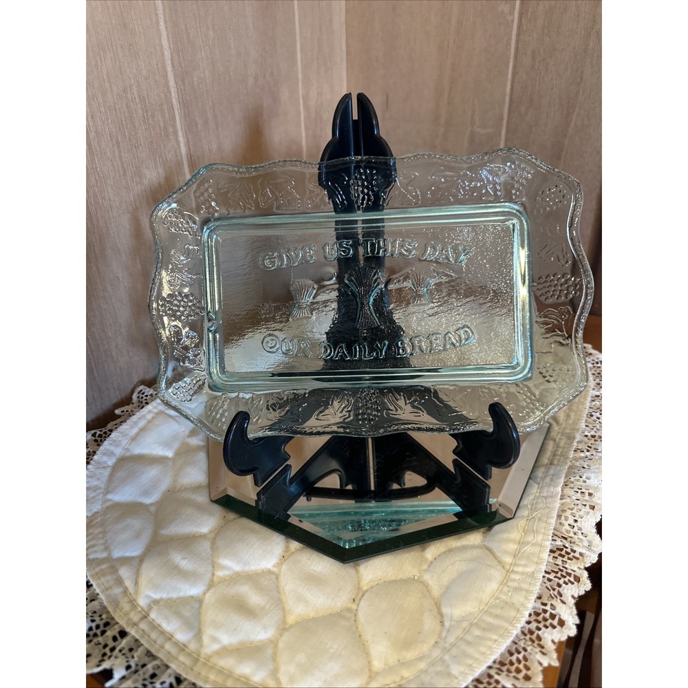 vintage Indiana Glass "Give Us This Day Our Daily Bread" bread tray or plate